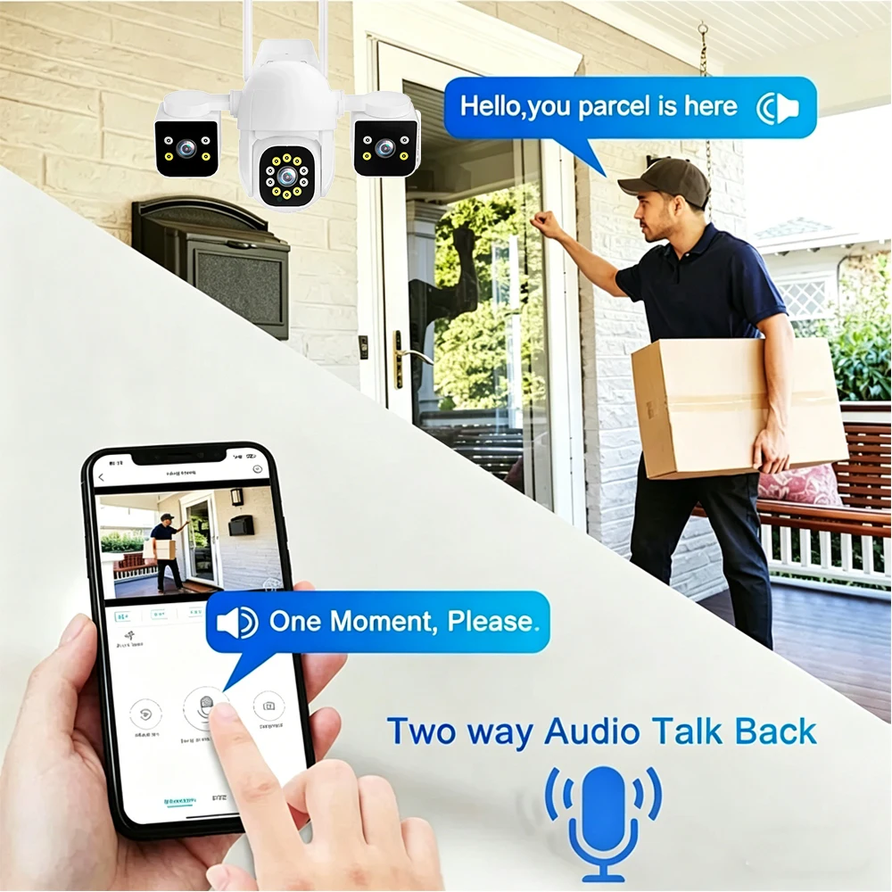 8K 16MP Three Lens Triple Screens Wifi PTZ Two way Audio Camera IPC360 Home Outdoor Wireless Cctv Security Auto Tracking IP Cam 6