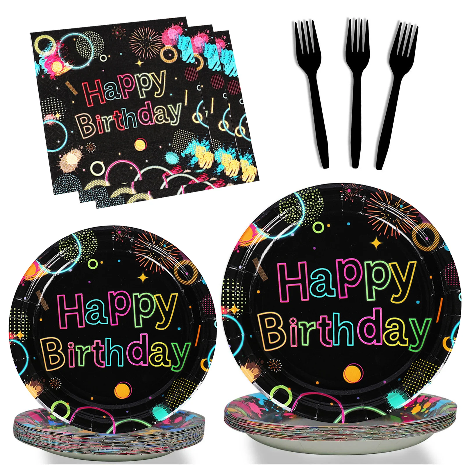 Neon Birthday Party Supplies Glow Party Plates Napkins Tableware Neon