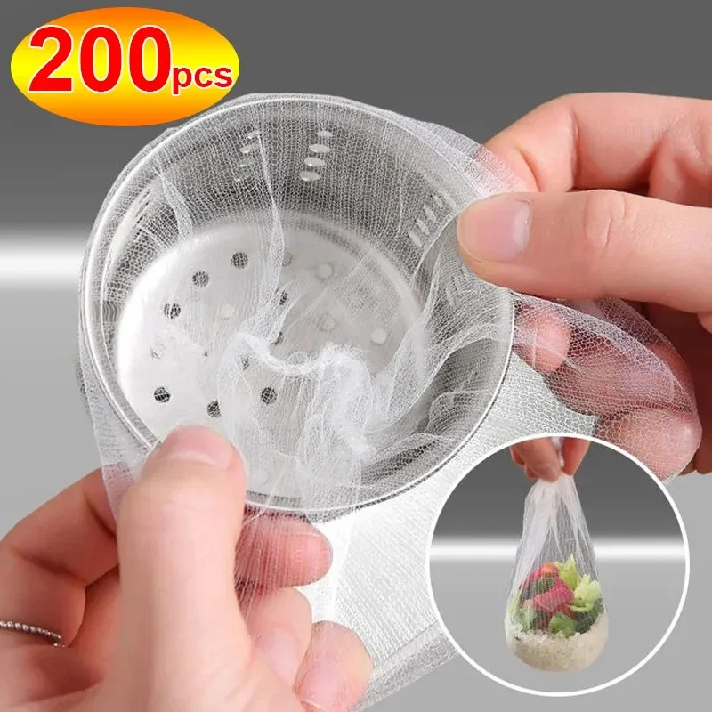 30/200PCS Disposable Kitchen Sink Filter Mesh Polyester Mesh Bags Anti-blocking Garbage Bags Drain Hole Pool Clean Strainers Net