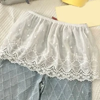 Sous-jupe en dentelle brodée à fleurs, jupe courte de sécurité en maille anti-transparence, style coréen Y2K, mini-jupe courte douce pour filles 6