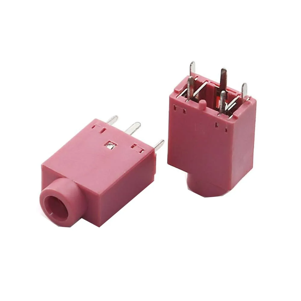 

10PCS 3.5mm Female Audio Connector 5 Pin DIP Headphone Jack Socket PJ-358 Pink