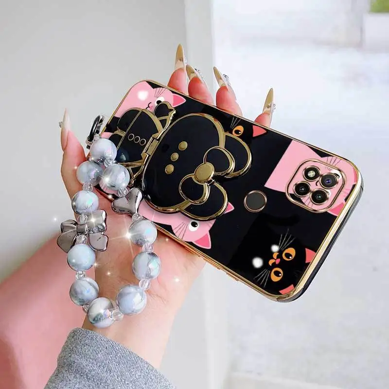 Pink Heart Shape Phone Case Set with Lanyard & Rabbit Stand - 3 Piece Bundle