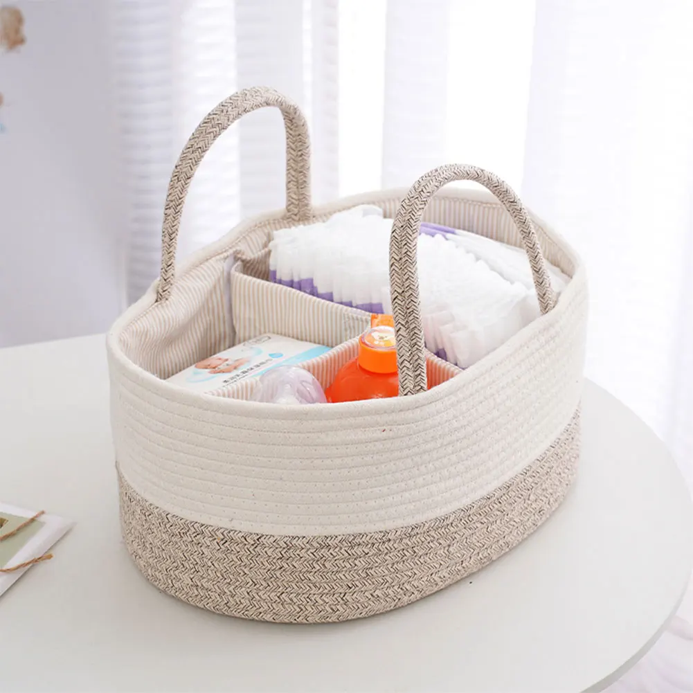 Travel Out Portable Mommy Bag Cotton Rope Baby Diaper Caddy Organizer with Changeable Compartments Diaper Bag for Baby Shower