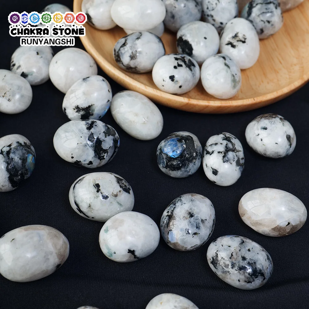 Natural Gemstones Blue Moonstone Polished Tumbled Gravel Stone Mineral Specimen Energy Massage Home Aquarium Decoration