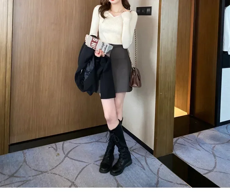 Women Slim V-Neck Bottoming Sweater Autumn Winter For Women Casual Pullovers Long Sleeve Knit Warm Office Sweater