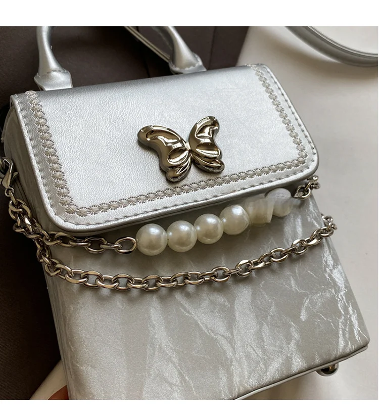 Niche Handheld Box 2024 New Color Contrasting Crossbody Fashion Butterfly Commuter Phone Shoulder Bag_voghion.com
