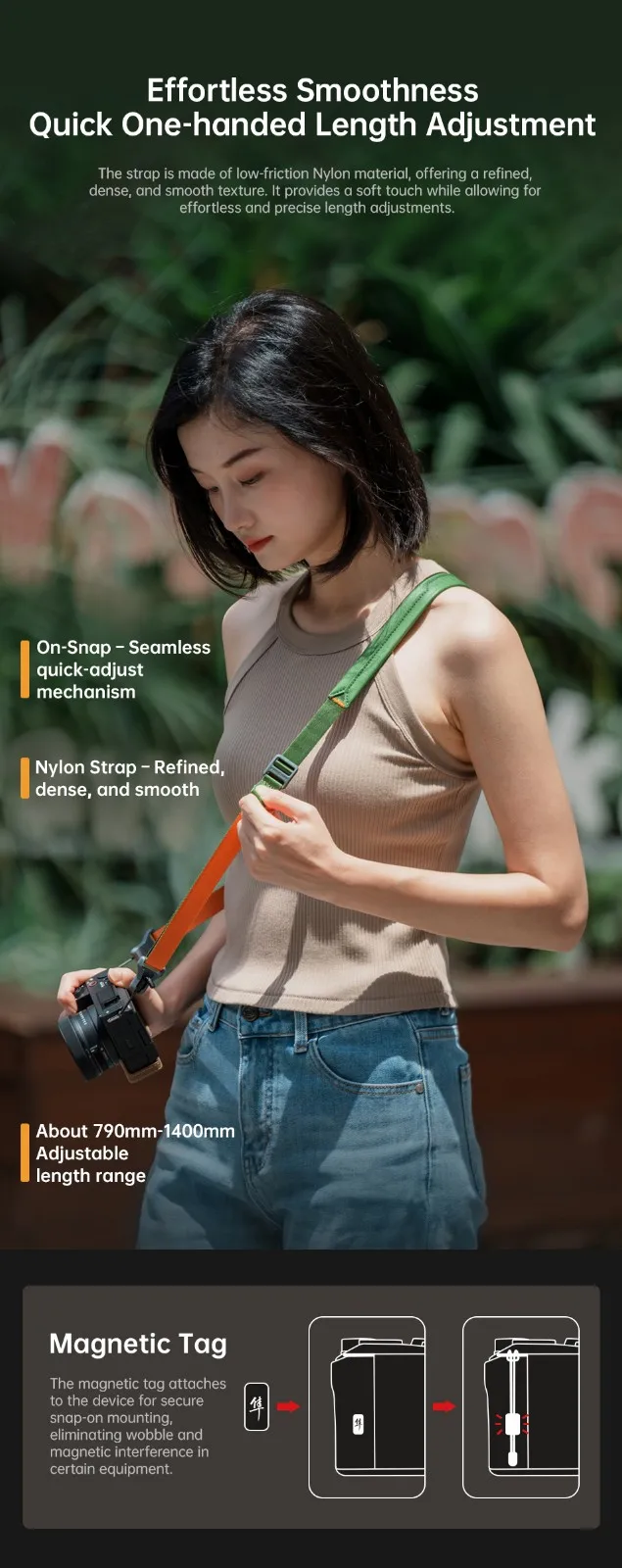 Maglink Magnetic Quick-Release Camera Shoulder Strap Lite V2 One-handed Length A