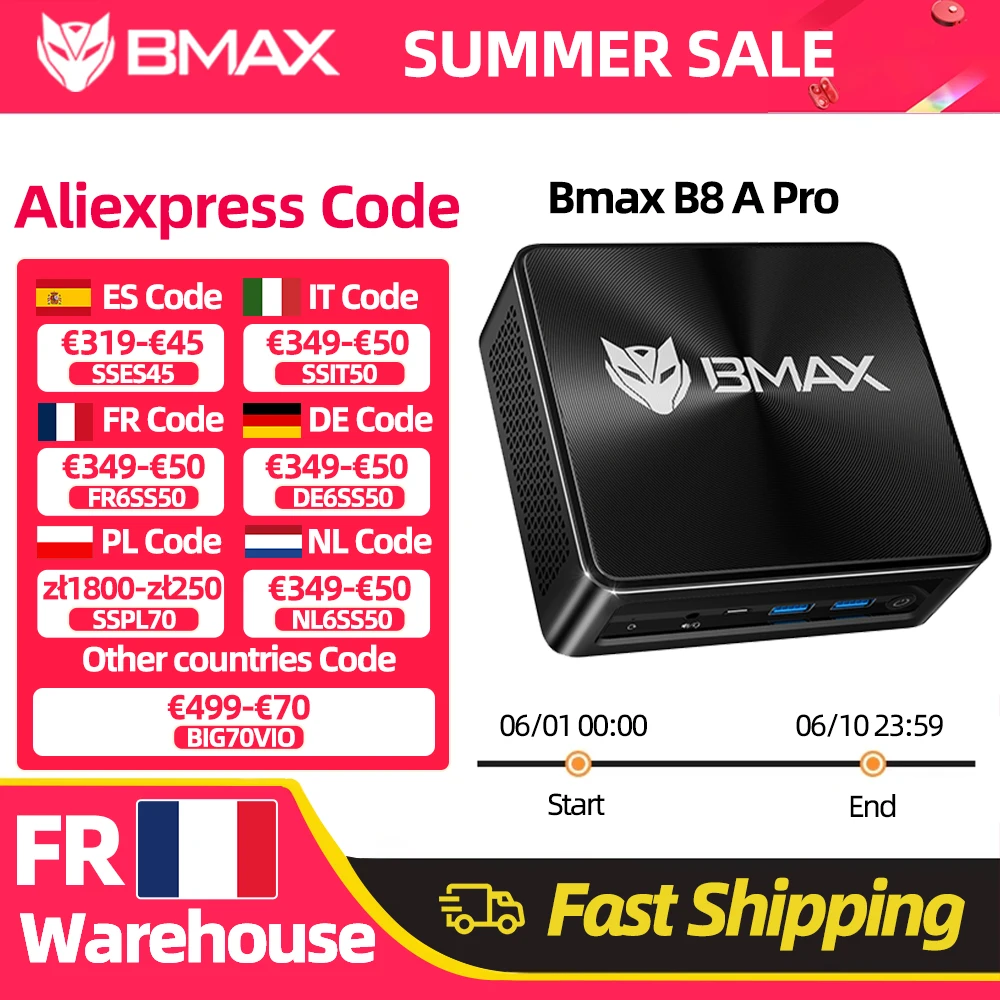 Bmax B8 A Pro Procesor AMD Ryzen 7 8745Hs z EU za $451.66 / ~1676zł