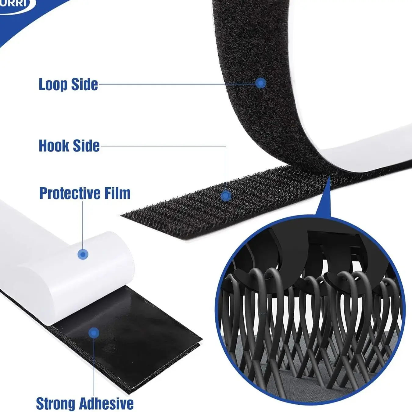 Magic Sticker Tape - Self Adhesive Extra Strong Double-Sided Hook and Loop Fastener