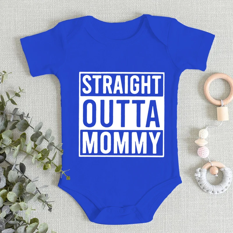 Straight Outta Mommy 재미 있은 프린트  바디 슈트 크리 에이 티브 패션 가을 코튼  롬퍼 반팔 소년 소녀 점프 슈트