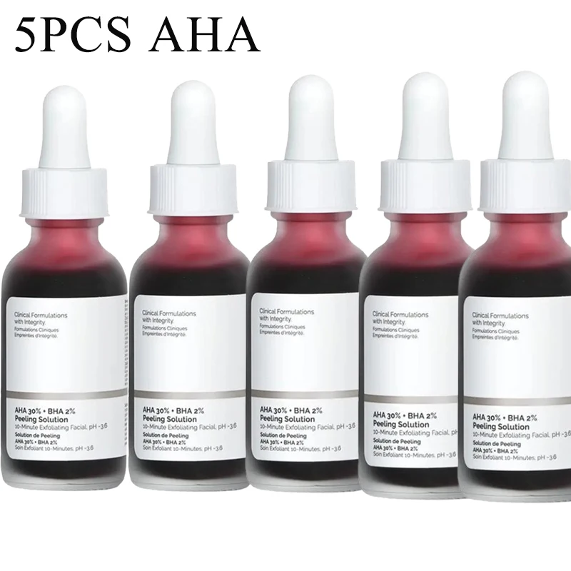 

5PCS AHA 30% BHA 2% Peeling Solution Serum 30ml Gentle Exfoliator Cleaning Pores Clogging Improve Pigmentation Brightening