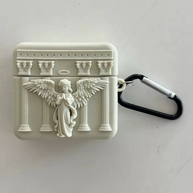 3D God Angel Silicone Earphone Case with Pendant Cover - Protective Headphone Box