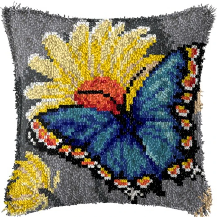 Craft Supplies Latch Hook Cushion Kits Butterfly Pillow Case Crochet Hobby & Crafts DIY Yarn Embroidery Cushion Cover Sofa Bed Pillows
