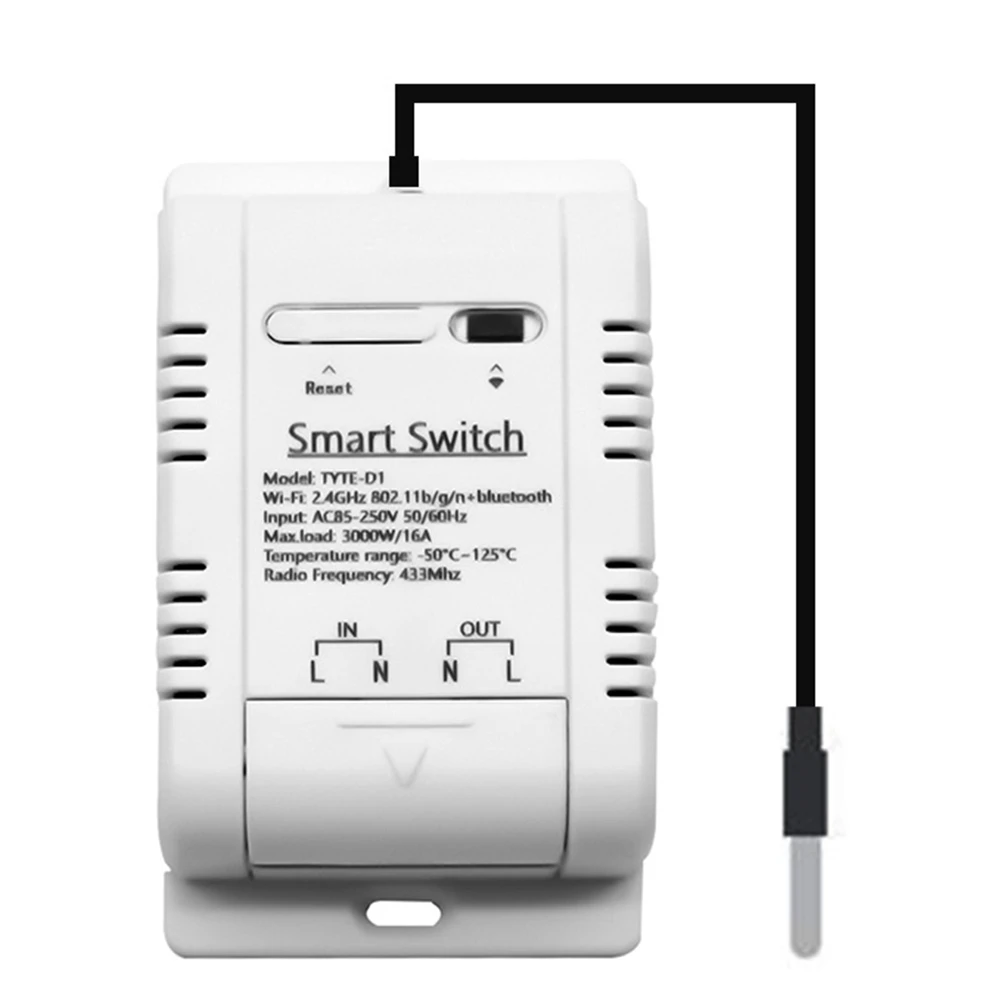 Tuya Smart Temperature Switch 16A 3000W with Energy Consumption Monitoring RF433 Intelligent Thermostat for Alexa
