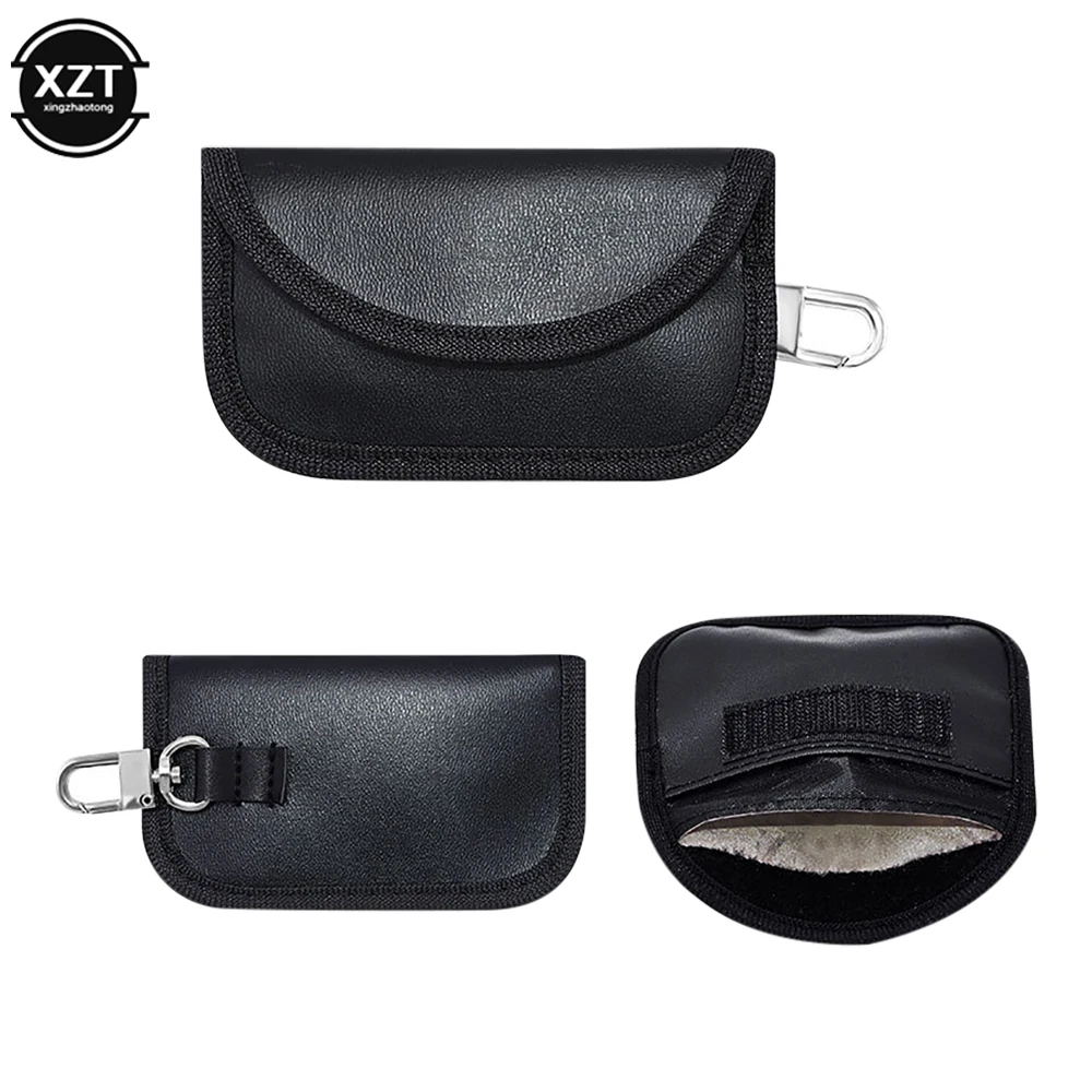 RFID Signal Blocking Bag Car Fob Signal lock Blocker Mini PU Case Wallet for Keyless Car Keys Radiation Protection Cell Phone car key blocker car key shielding box faraday key fob protector