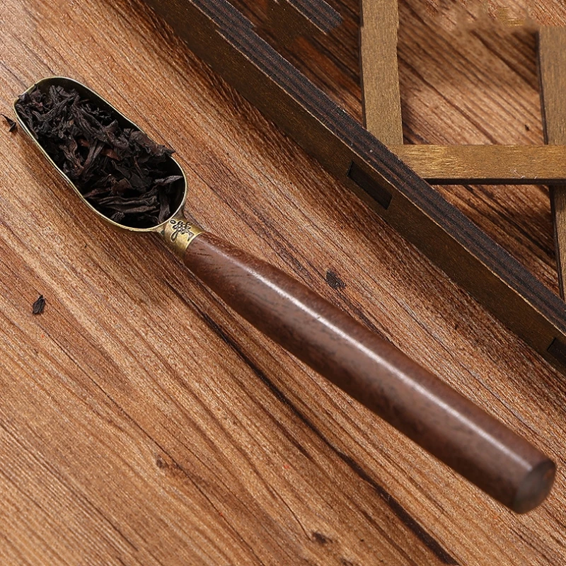 Tea Spoons 1pcs Tea Spoon Ebony Teaspoon Solid Wood Retro Creative Tea Shovel KongFu Ceremony Accessories Gift
