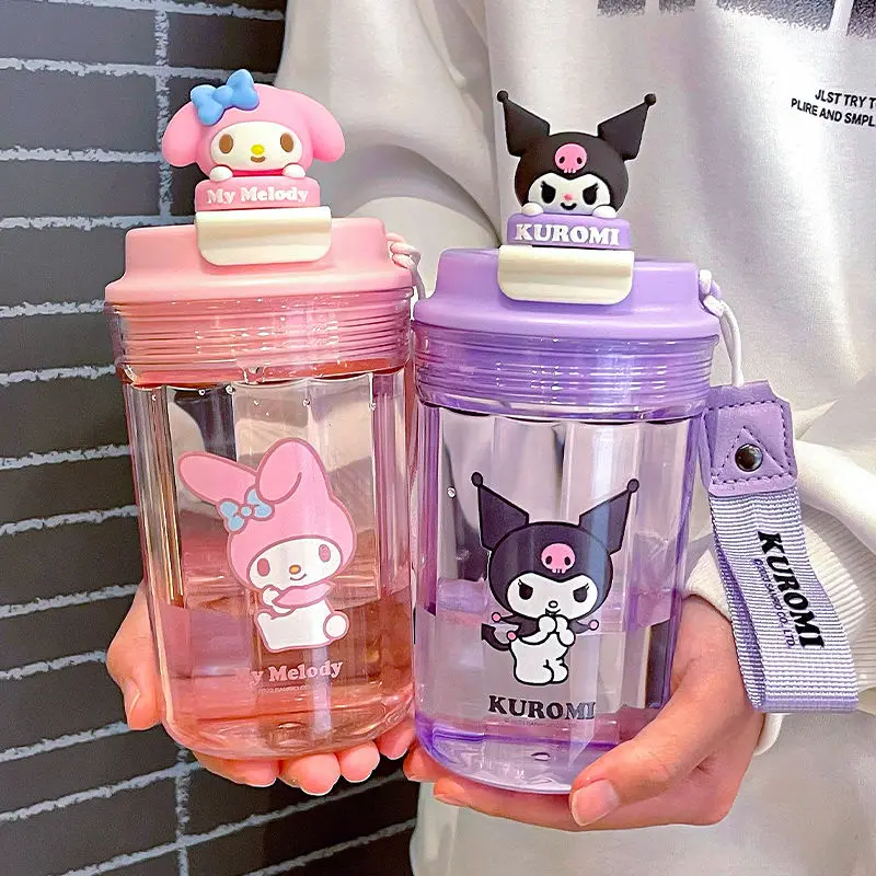 

New 520ML Kawai Sanrio Anime Pachacco Cinnamoroll Large Capacity Portable Cartoon Plastic Water Cup Children Student Girls Gift