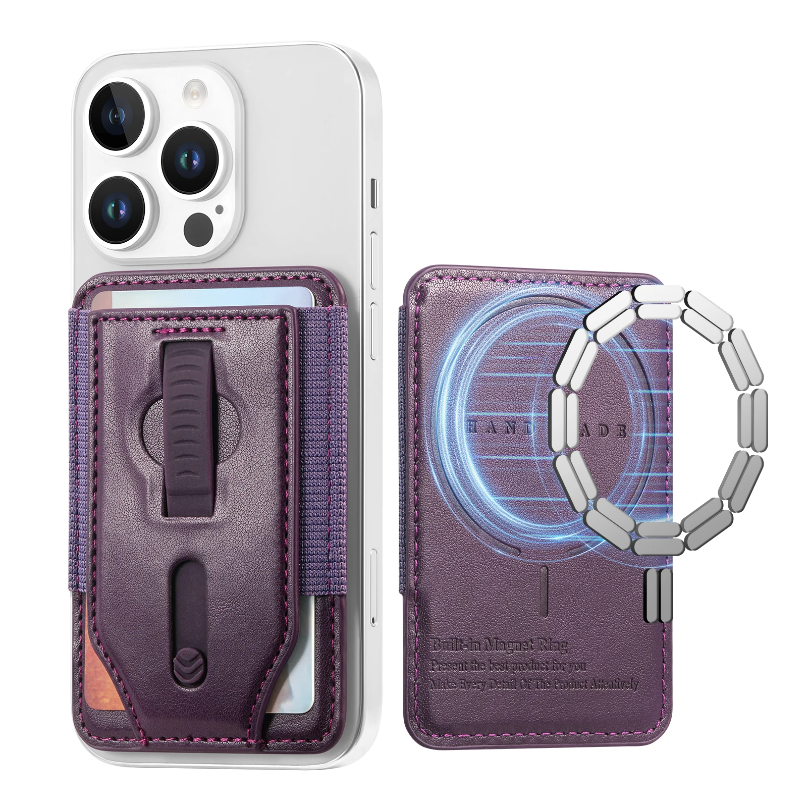 Magsafe Magnetic Card Holder Wallet with Anti-Scratch Design and Wrist Strap