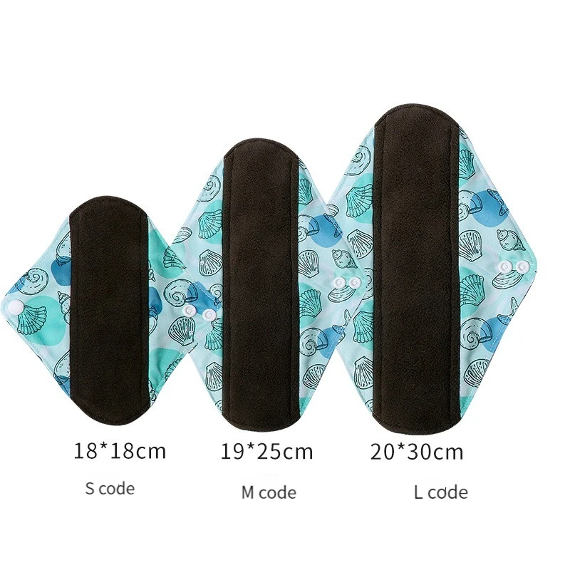 3PCS Natural Bamboo Charcoal Menstrual pads Reusable Teenager Sanitary Towel 18/25/30CM Super Absorbent Ecological Sanitary Pads