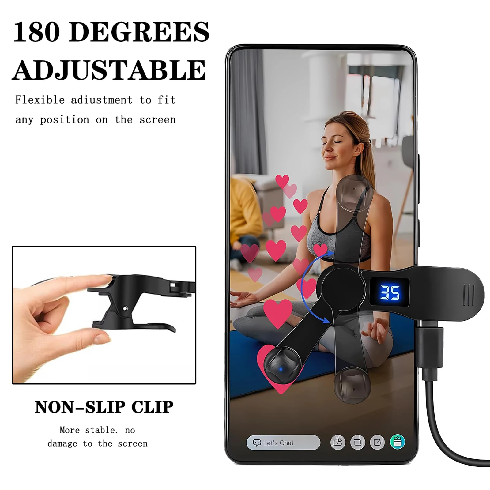 디지털 자동 화면 클릭기 클립온 클릭기 108단계 USB 180 °   스마트폰 앱용 회전 시뮬레이션 지속적 클릭