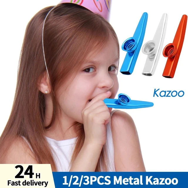 Kazoo for Children, Durable Metal Kazoo Flute Mouth Music Instrument  Accessory(Gold)