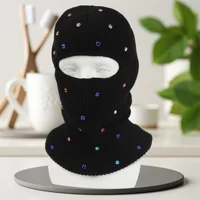 Women Winter Hat Sparkling Crystal Embellished Cozy Fleece Lined Balaclava Cap for Cold Weather Skiing 2
