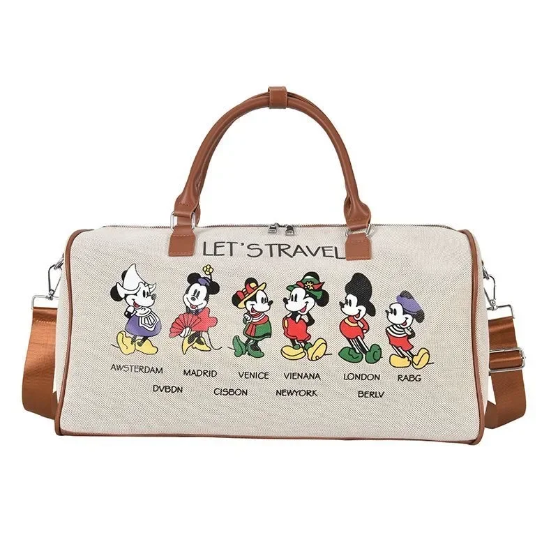 

Новая мультяшная дамская сумочка Disney с Микки, большая многофункциональная Холщовая Сумка, модная универсальная дамская сумка-мессенджер