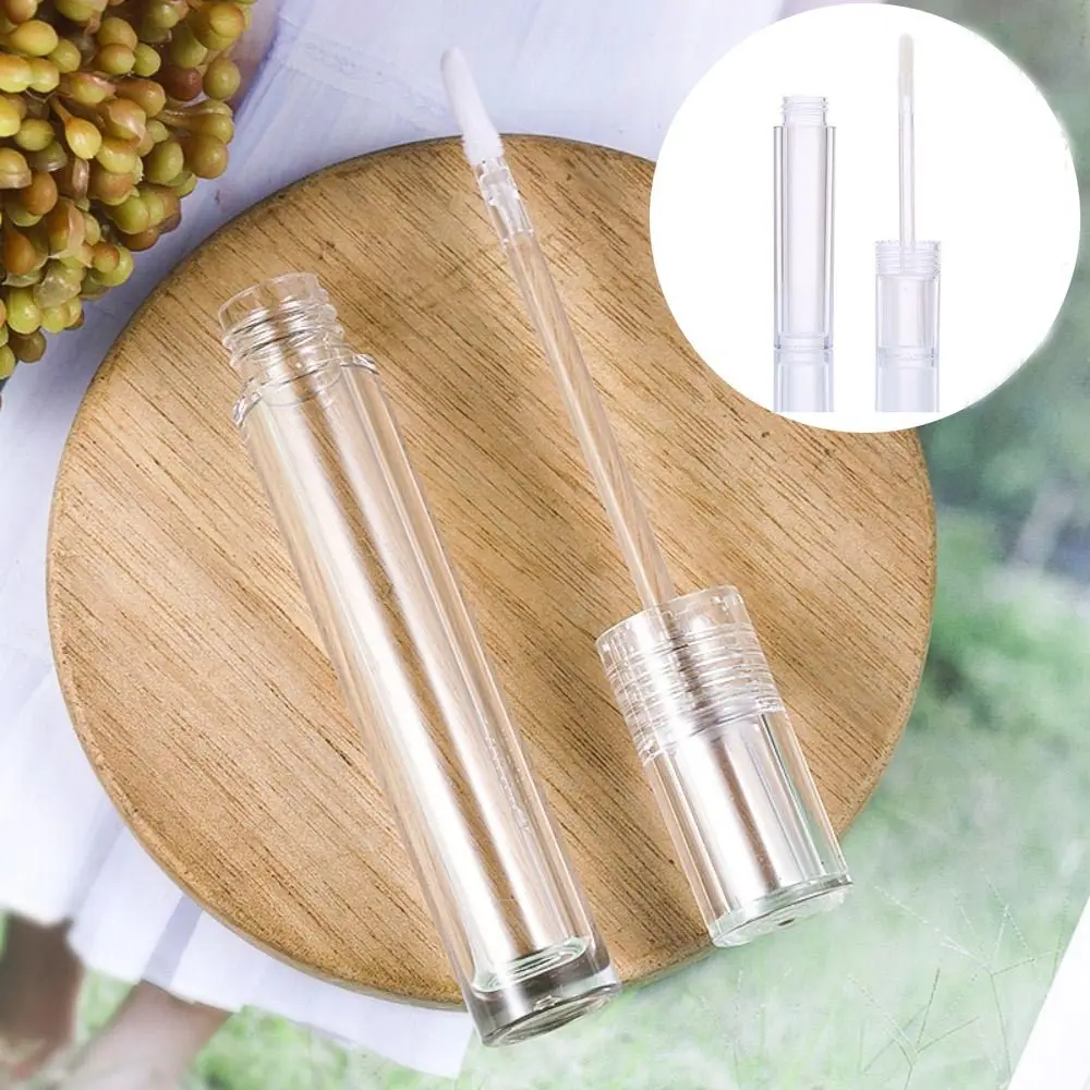 

5Pcs 5ml Mini Round Lipgloss Tube Transparent Refillable Bottles Empty Lip Glaze Tube Portable Sample Vials