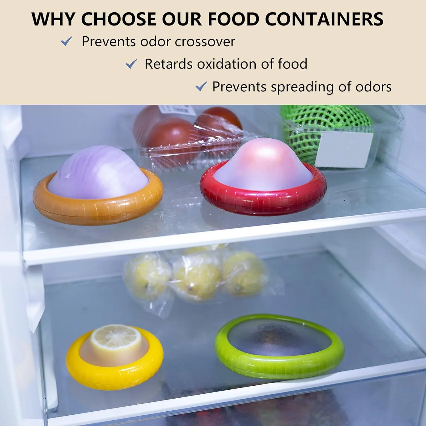 4Pcs Onion Storage Avocado Saver Holder, Silicone Fruit Storage Box, Lemons Garlic Tomato Peper Storage Containers, Avocado Save 6
