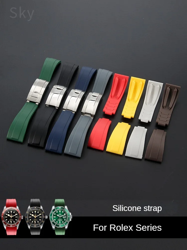 Per Rolex Yacht Mingshi Daytona Gmt Water Ghost Explorer Fibbia Di Regolazione Dell'Interfaccia Convessa 20Mm Cinturini Impermeabili In Silicone