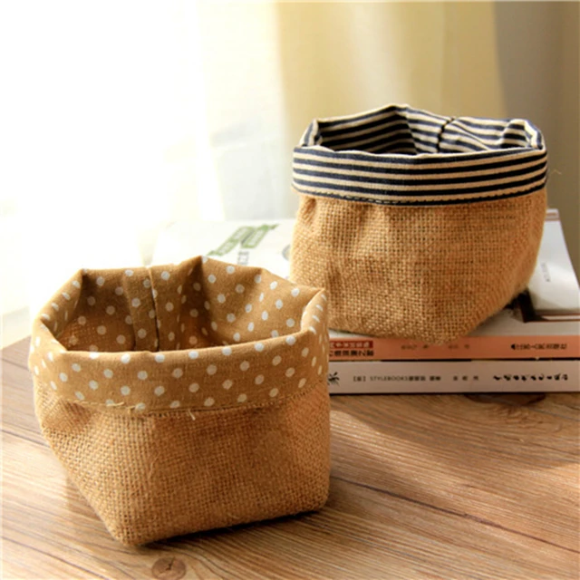 Luanqi 1Pcs 10X13Cm Pamut Ágynemű Függő Zseb Asztal Tároló Kosár Kis Zsákos Sundries Doboz Fogantyúval - Image 3