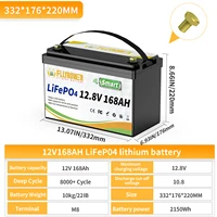 FLLYROWER 12V 168AH LiFePO4 batterie au Lithium avec Bluetooth BMS 8000 + Cycles pour camping-cars de tourisme batterie éolienne solaire tout-terrain 2