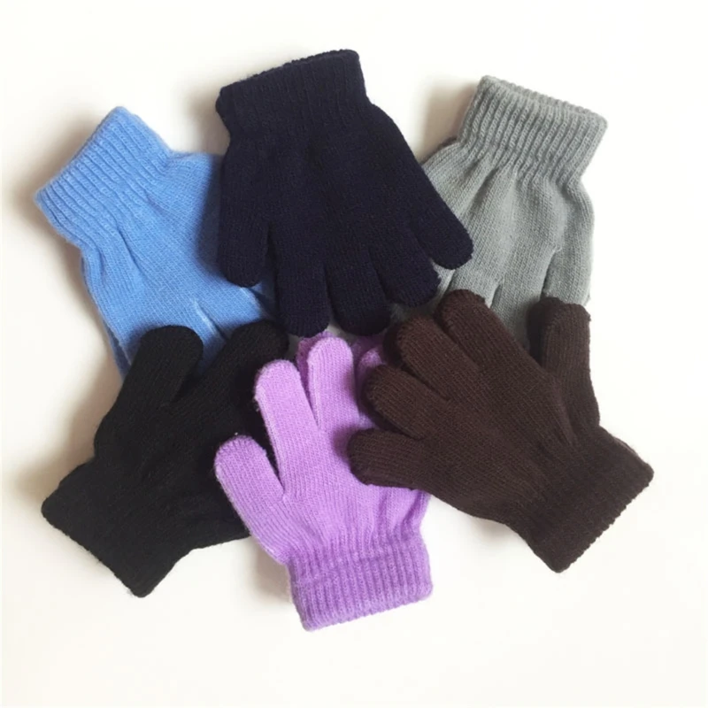 Unisex Full Finger Gloves for Kids Stretchable & Warm Gloves Bright & Cheerful Knitted Gloves Durable for Boys & Girls 5