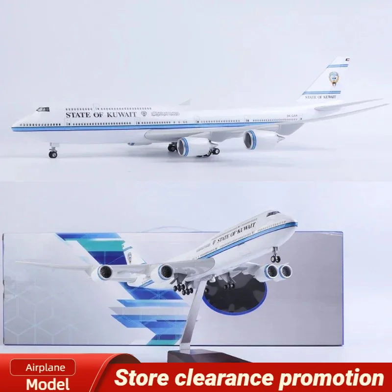 

1/150 Scale 47CM Airplane 747 B747 State of Kuwait Airline Model LED Light & Wheel Landing Gear Diecast Resin Plane Model Toy