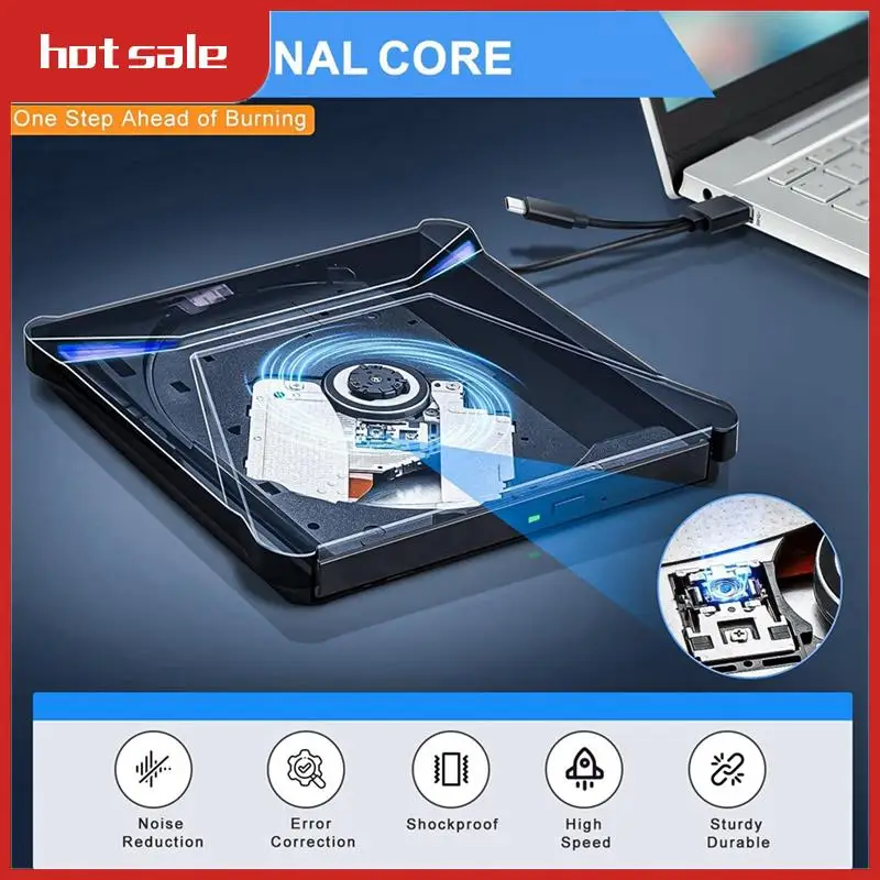 VVNB-External DVD Drive, USB 3.0 Type-C, Portable CD DVD Burner With Dual USB Ports And Card Slots