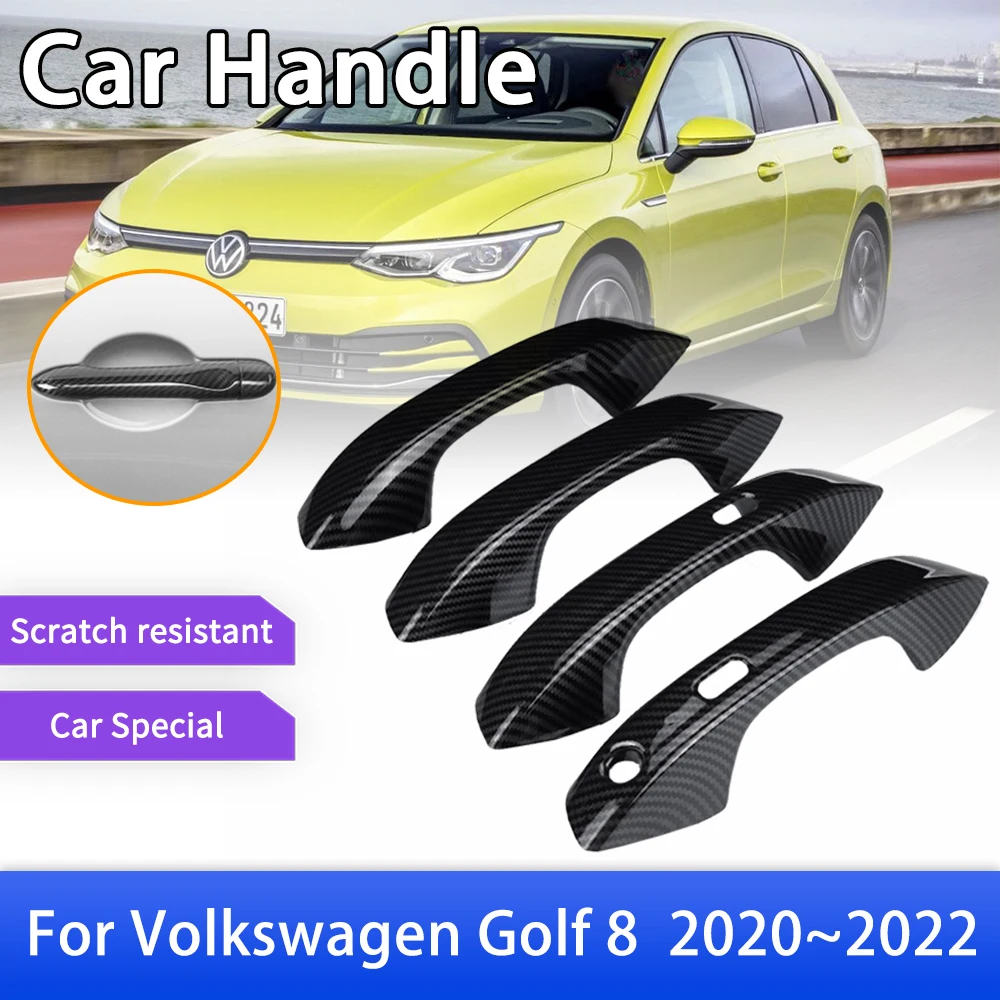 Carbon Fiber Türgriff Abdeckung für Volkswagen VW Golf 8 Mk8 2020 2021 2022  Auto Schutzhülle Zubehör Gadgets Stil Aufkleber trim