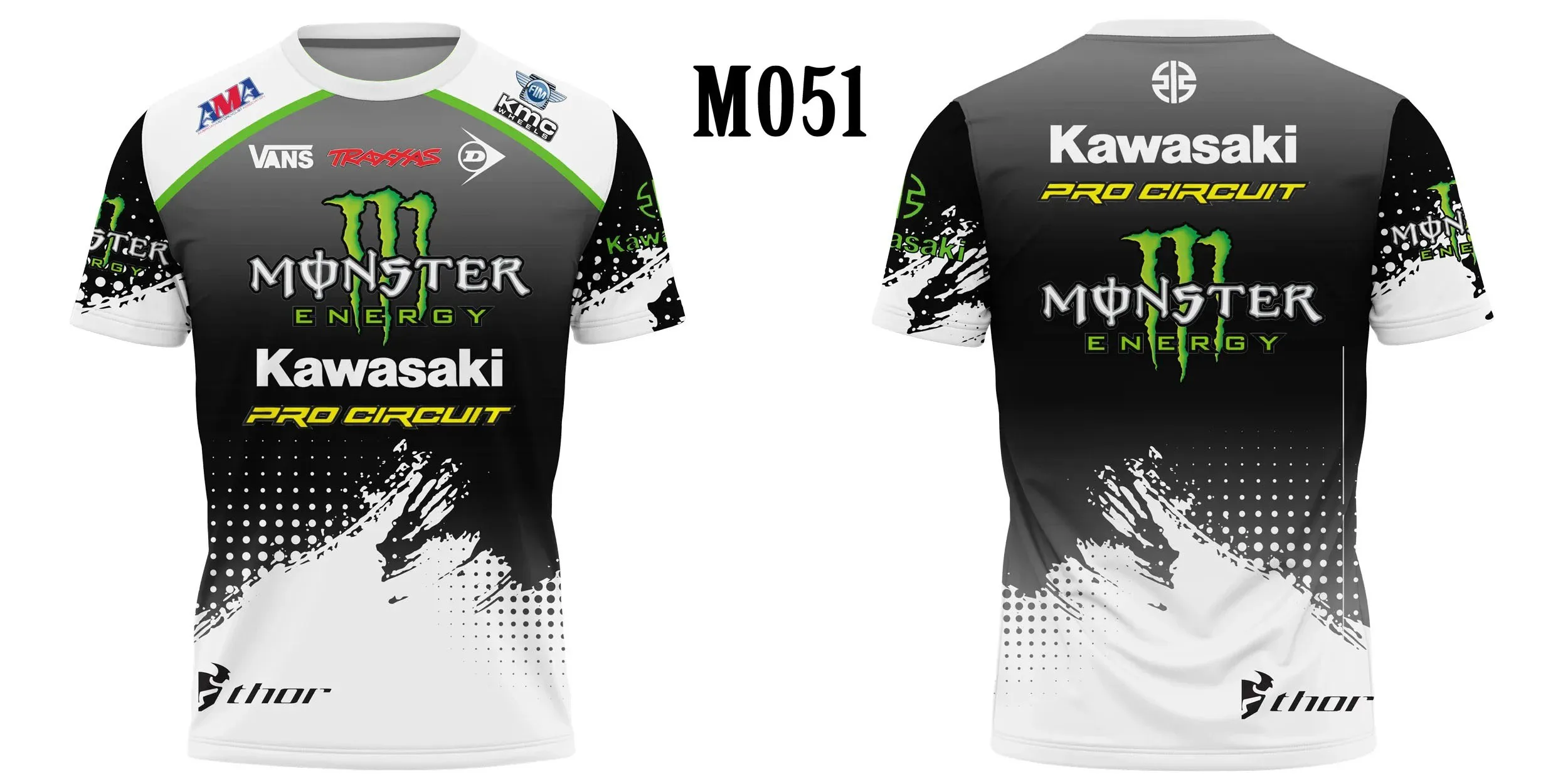 thumbnail image 1 of Camisetas de manga corta con cuello redondo para deportes al aire libre del equipo de carreras Yamaha Kawasaki para hombres y mujeres Tejido avanzado Cómodo y transpirable, 1 of 5