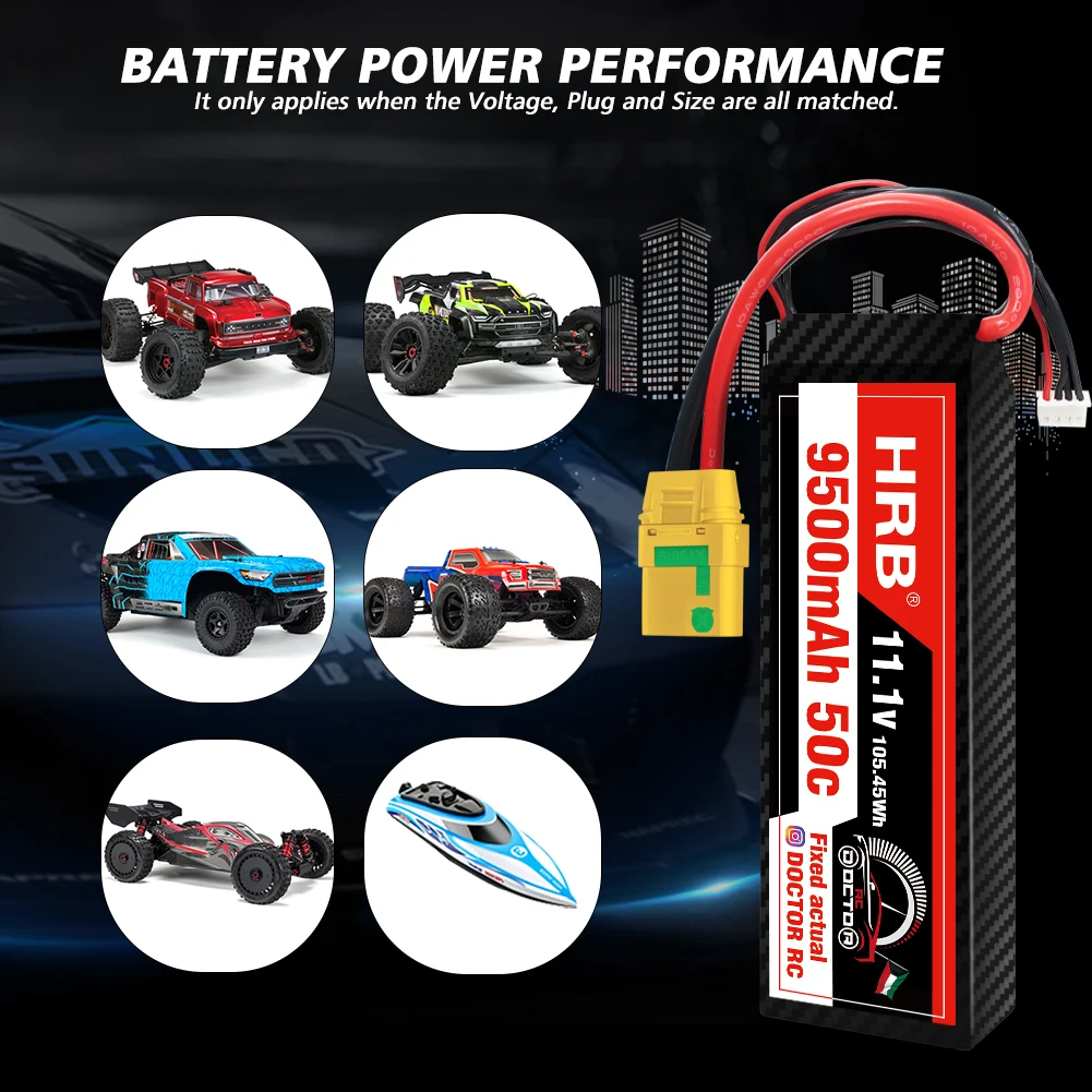 HRB 3S Lipo Battery, BATTERY POWER PERFORMANCE Only applies when the Voltage, and Size