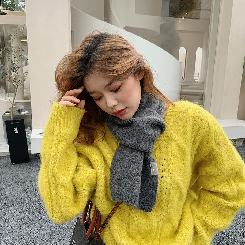 

Wool Winter Warm Scarf for Women 2023 Fashion Simple Korean Style Knitted Elastic Neckerchief Grils Soft Stoles Foulard Bufanda