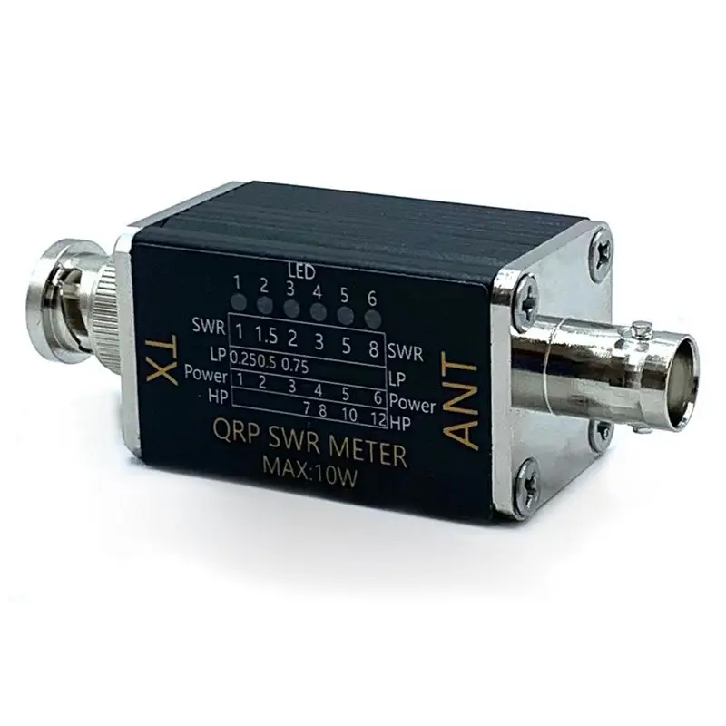 ABLU-BNC 웨이브 미터 파워 미터 1-30Mhz 10W 6 LED 표시등 휴대용 SWR 미터 SO239