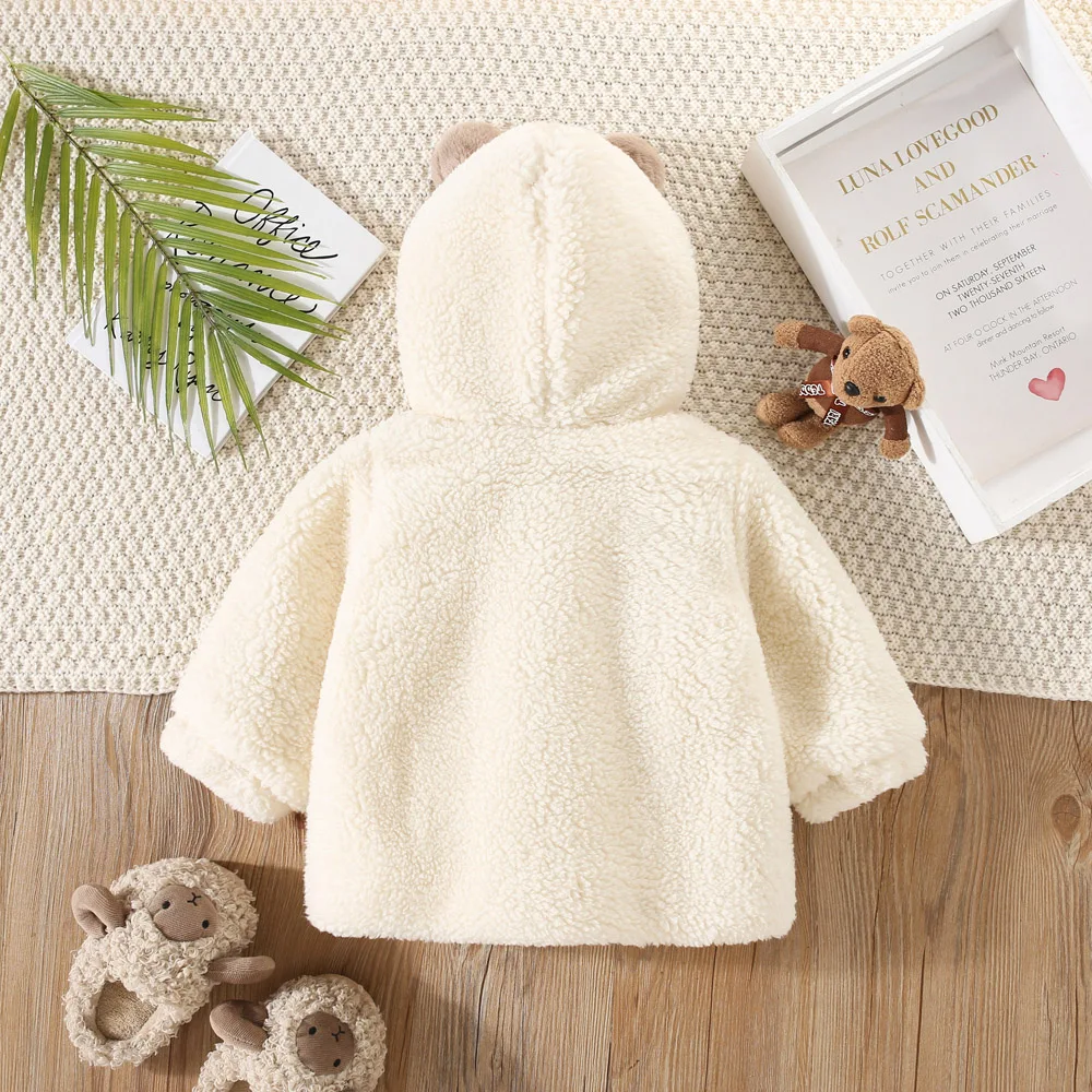 Girls' Children's Clothing Thick Woolen Sweater Winter New Cute Little Children's And Girls' Plush Hooded Jacket