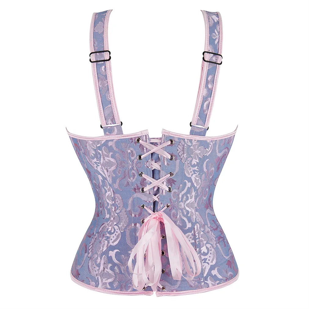 Women's Corset Bustier Gothic Jacquard Shoulder Straps Tank Overbust Renaissance Gorset Top Push Up Holiday Party Club Dance