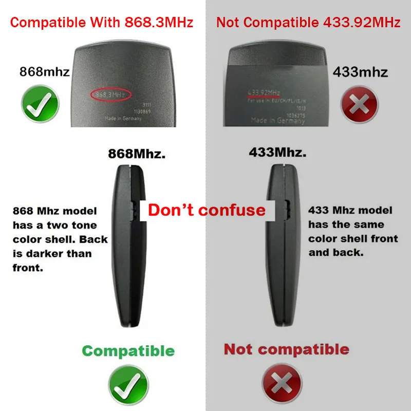 Garage Door Opener For Marantec Digital 302 304 382 384 313 321 312 868 MHz Garage Door / Gate Remote Control Hand Transmitter 4
