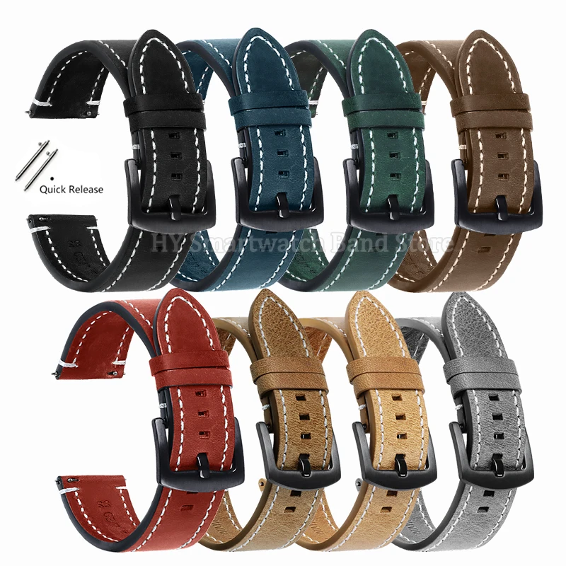 Elegant Leather Quick Release Watch Band - Versatile Fit & Sporty Design