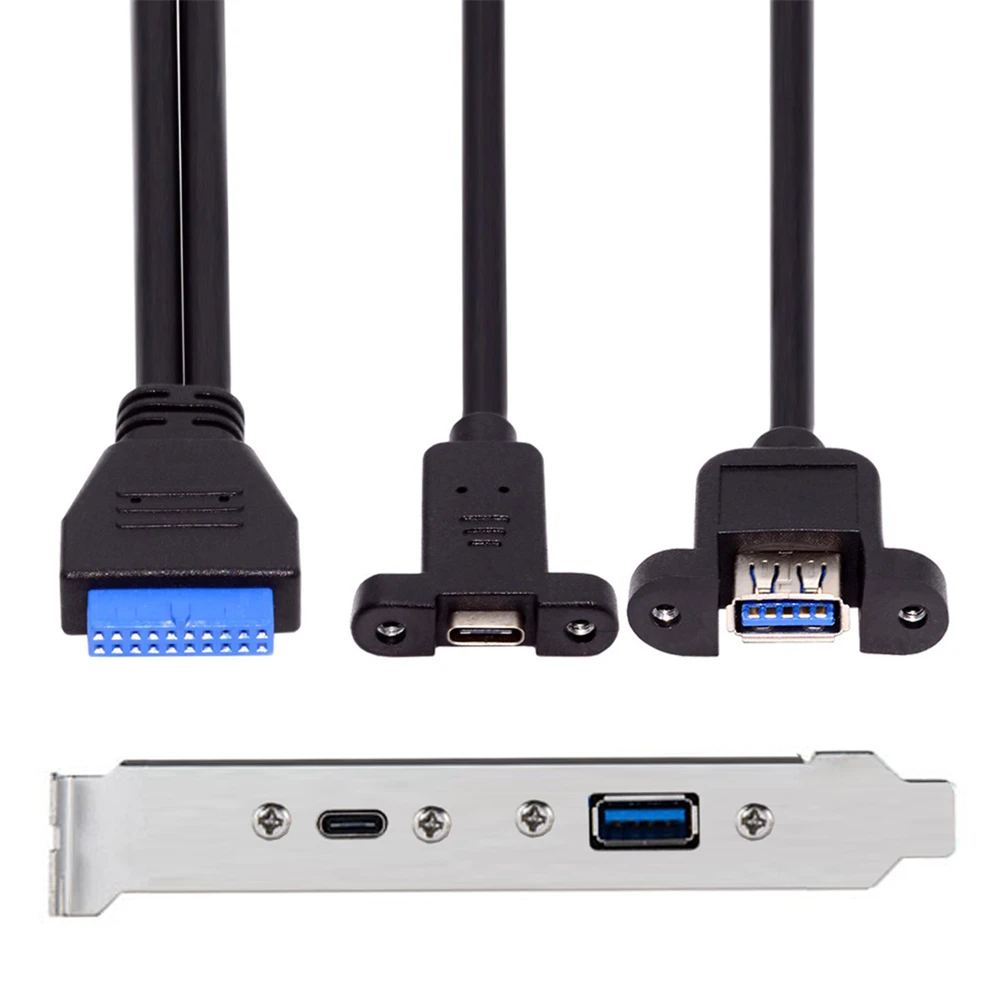 

CY 5Gbps USB3.0 19/20Pin Motherboard to Dual Ports USB-C Type-C & USB 3.0 Female PCI-E Back Panel Cable