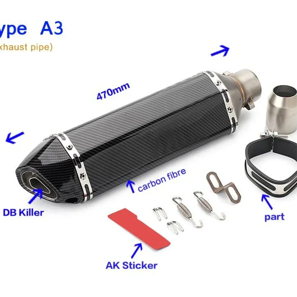 Motorcycle Exhaust Muffler 51mm for Motocross Z400 250 R15 R3 Pit bike Scooter