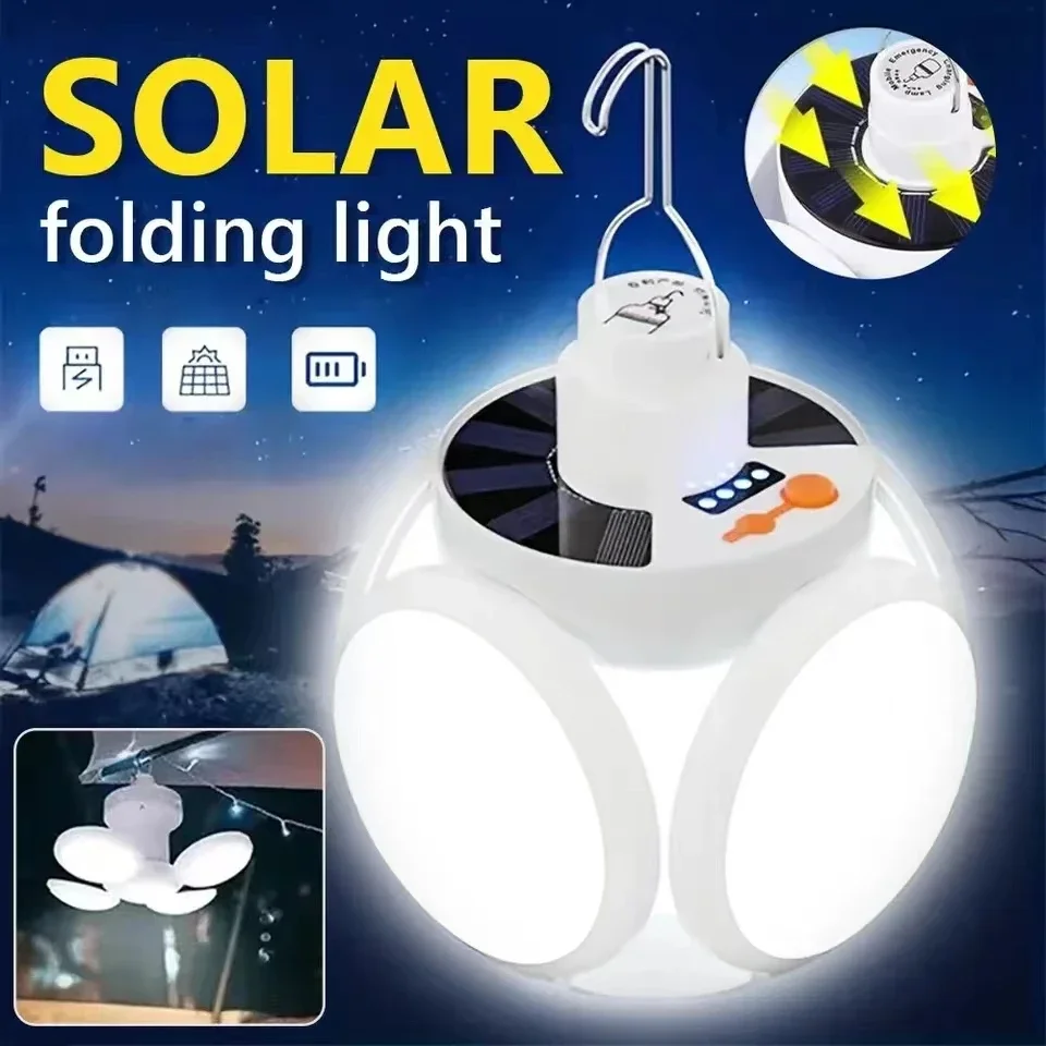 Solar powered football light outdoor LED rechargeable bulb light outdoor camping energy-saving remote control portable lantern