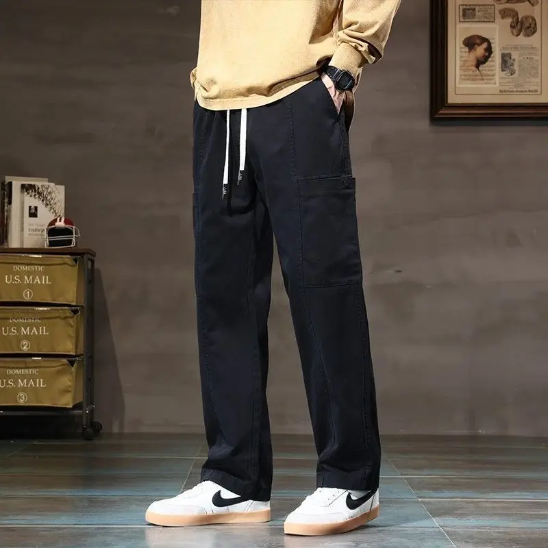 Spring Autumn Elegant Fashion Harajuku Slim Fit Ropa Hombre Loose All Match Casual Trousers Solid Straight Leg Wide Leg Pants
