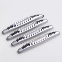 Car Door Scratch Protector Guard Strip Set - Rubber Bumper Stickers for Auto Door Edge Protection and Decoration (4 Pieces) (Silver)