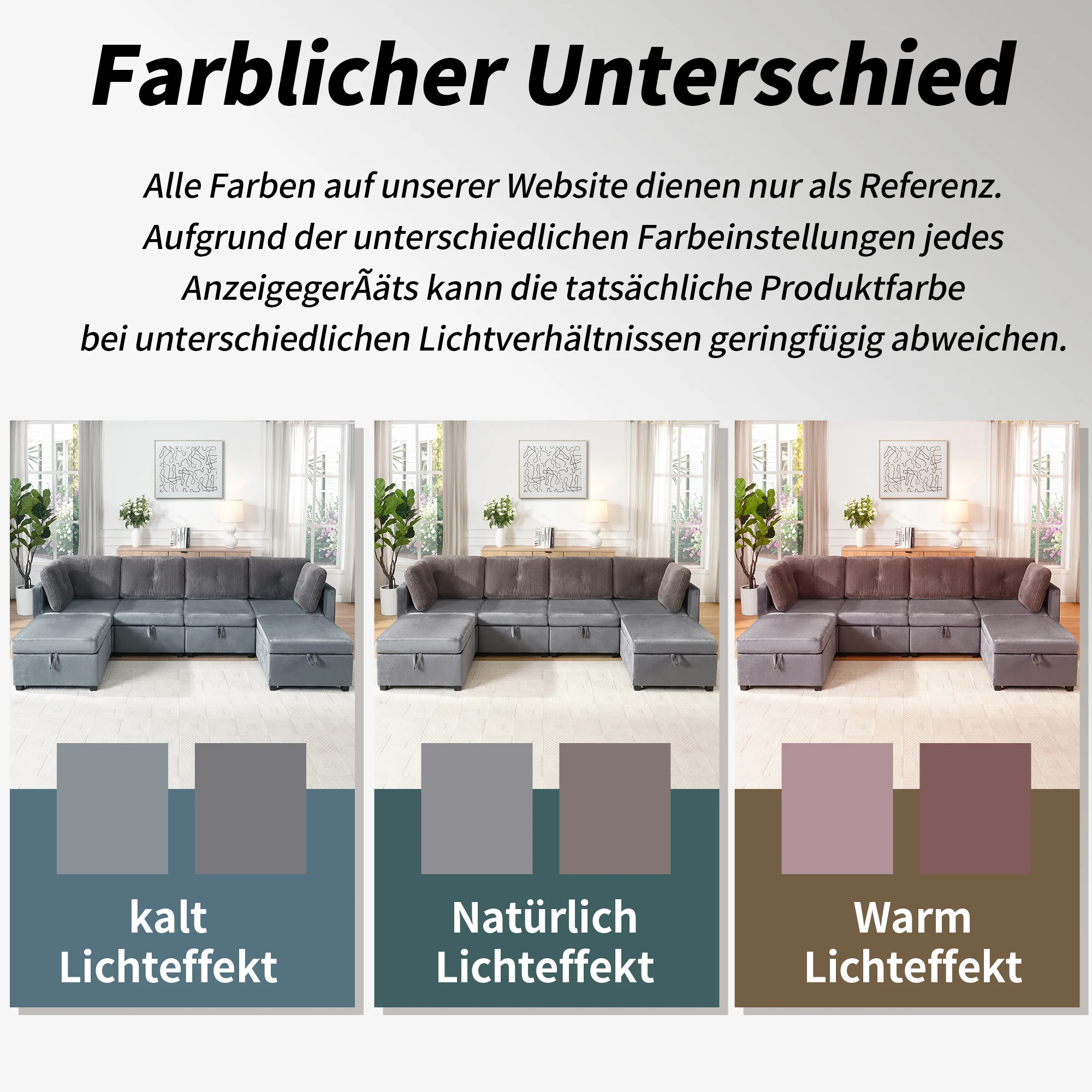 KOMHTOM Moduliges Modulares U Formiges Wohnzimmer Ecksofa Mit Stauraum Verwandelbar – Detail 7